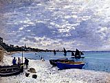 Claude Monet Famous Paintings - The Beach At Sainte-Adresse